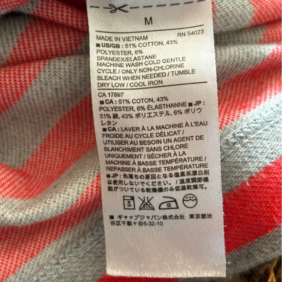Banana Republic Gray and Orange striped zipper back top Size M - Picture 5 of 6
